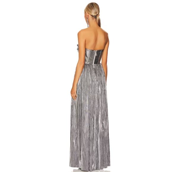$750 BRONX AND BANCO Florence Metallic Strapless Maxi Dress Gown L Free People - Picture 7 of 16